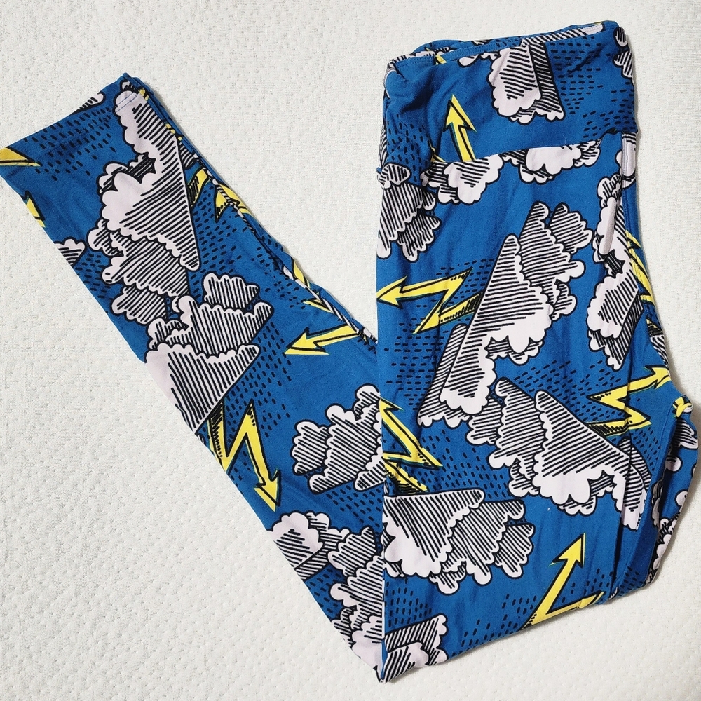 Lularoe TC Leggings lightning thunderstorm design